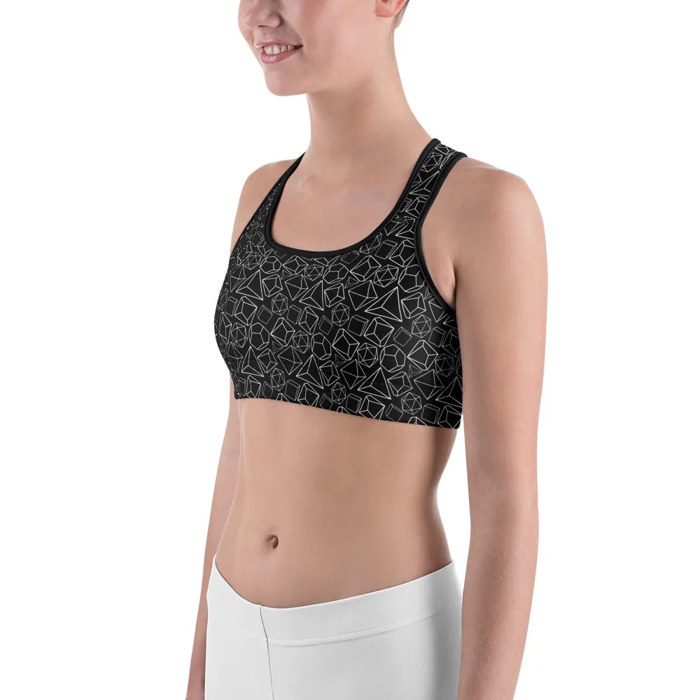 Gen Con White Dice Pattern Sportbeha polyester A-C