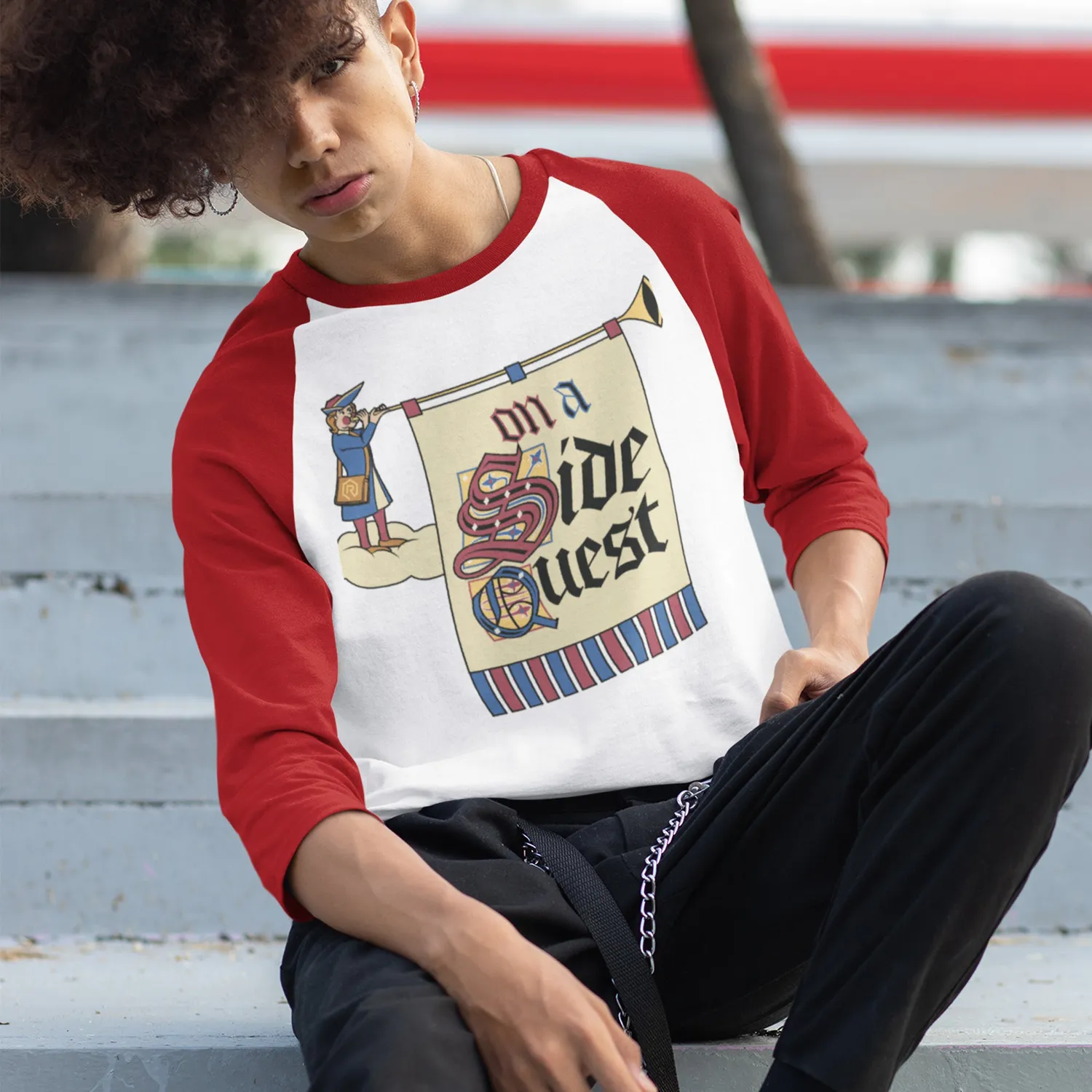 Roll A Crit On a Side Quest Raglan shirt 3/4 mouw