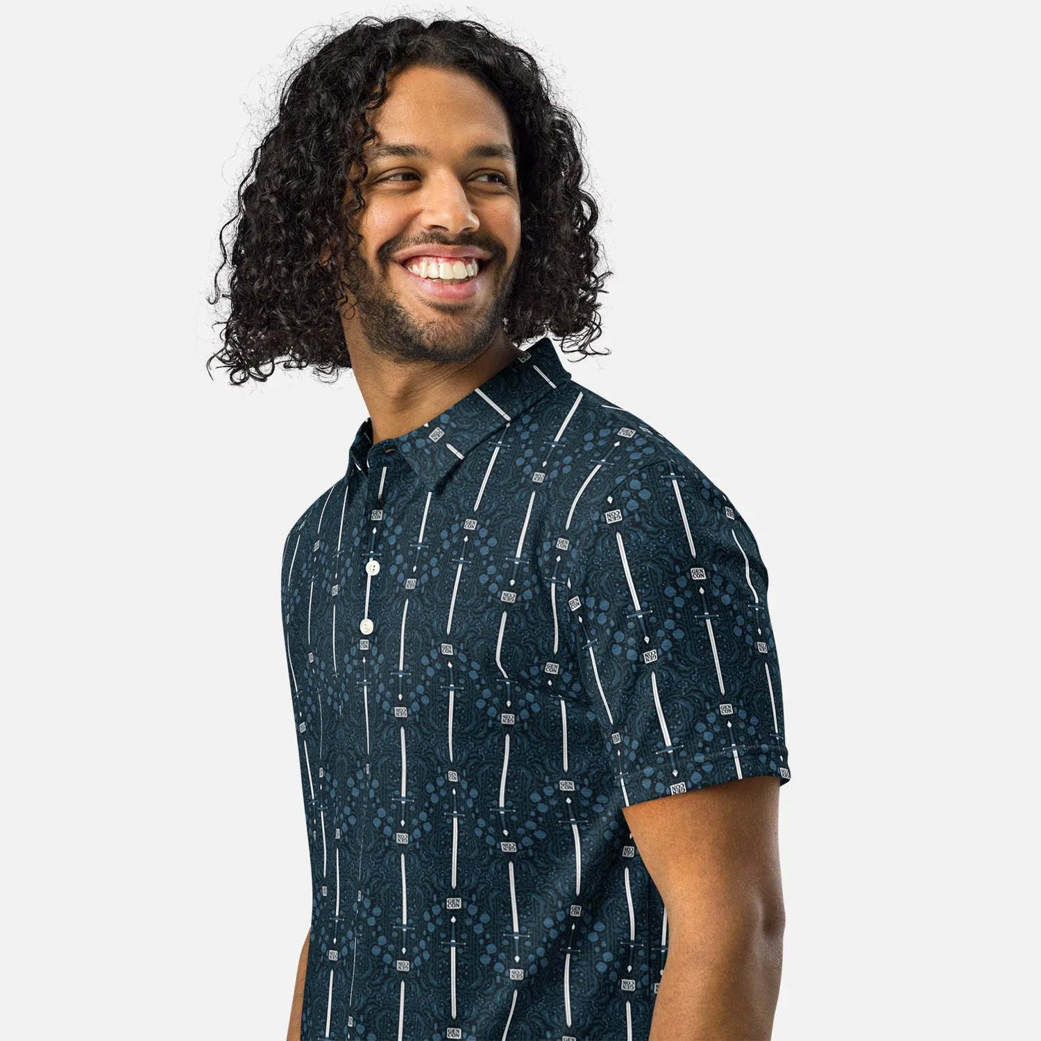 Roll A Crit Patterned polo Gen Con 2026 blauw sportfit