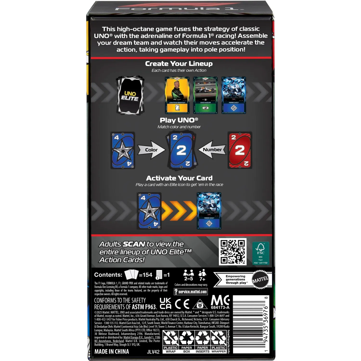 UNO Elite Formula 1 kaartspel starter pack 2025