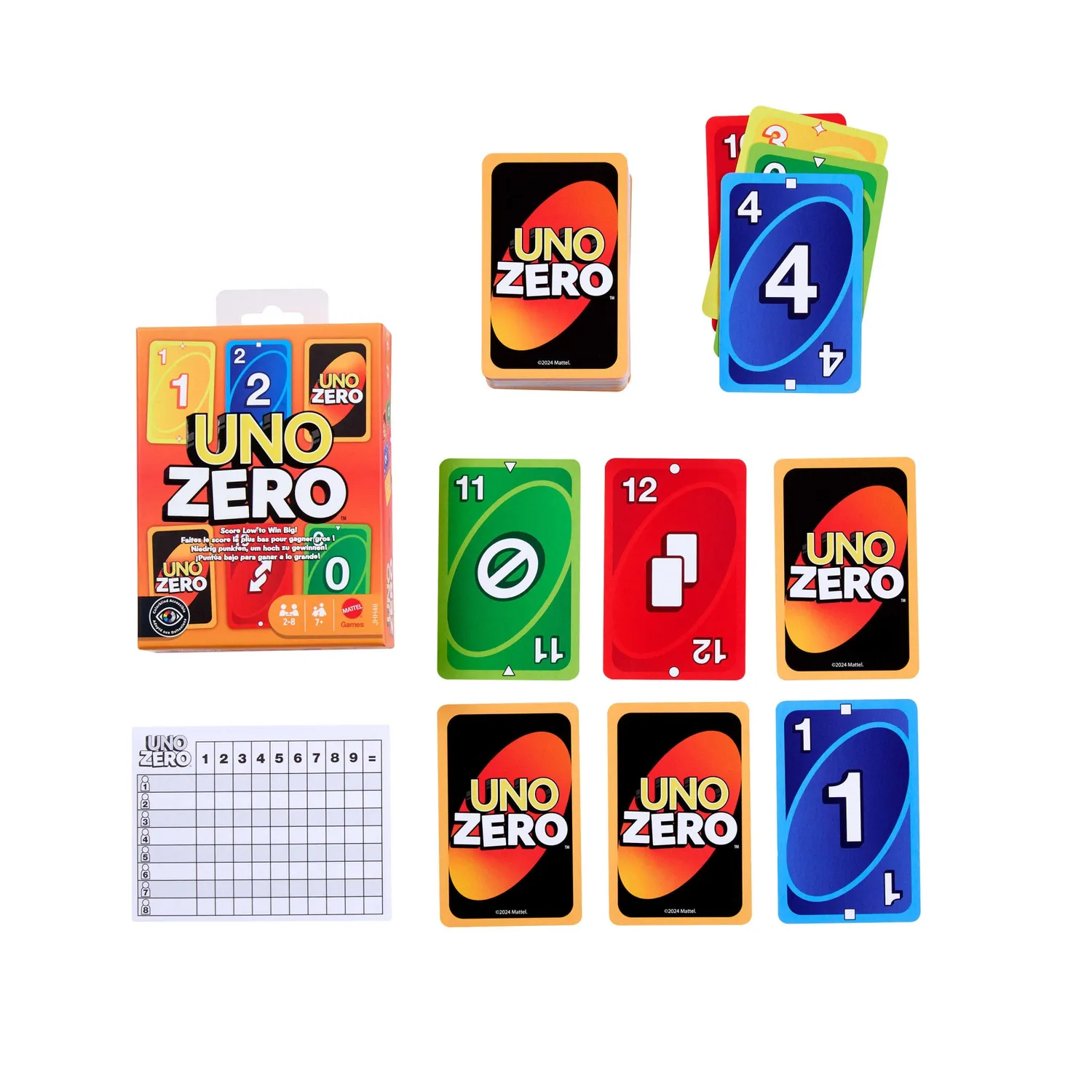 UNO Zero kaartspel 2-8 spelers met raster