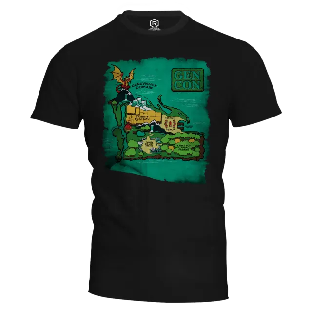 Roll A Crit Gen Con Island Map T-shirt zwart