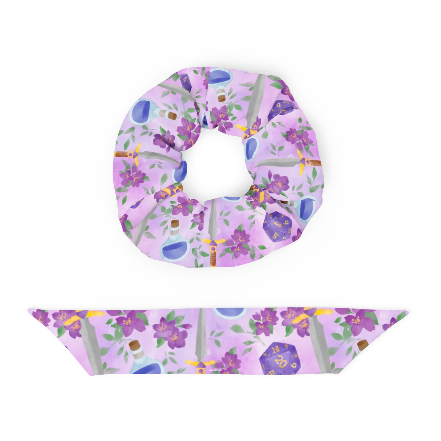 Gen Con Adventurer's scrunchie polyester paars bloemen