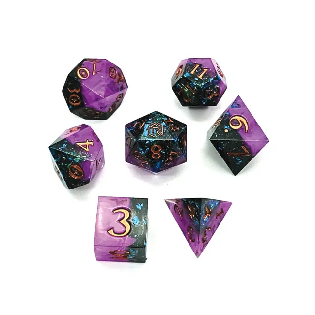 Roll A Crit Tasha's Pink Mist dobbelstenen set hars 7 stuks