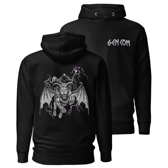 Roll A Crit Gen Con 2026 Manticore hoodie zwart fleece