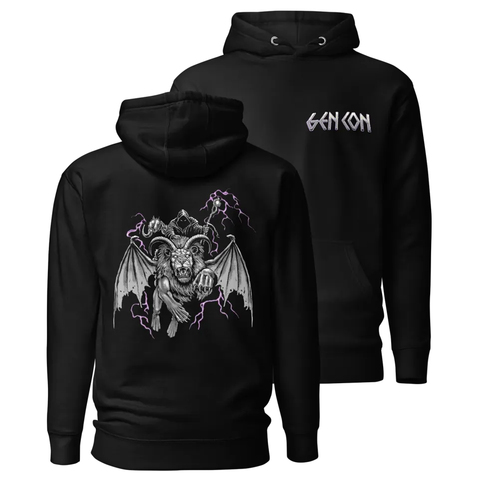 Roll A Crit Gen Con 2026 Manticore hoodie zwart fleece
