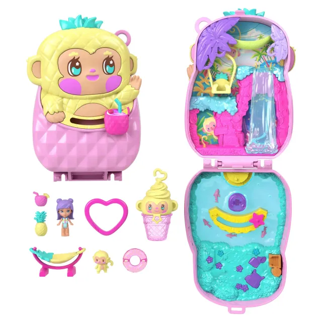 Polly Pocket Ananas Aapje Compact Speelset met Pop en Dier