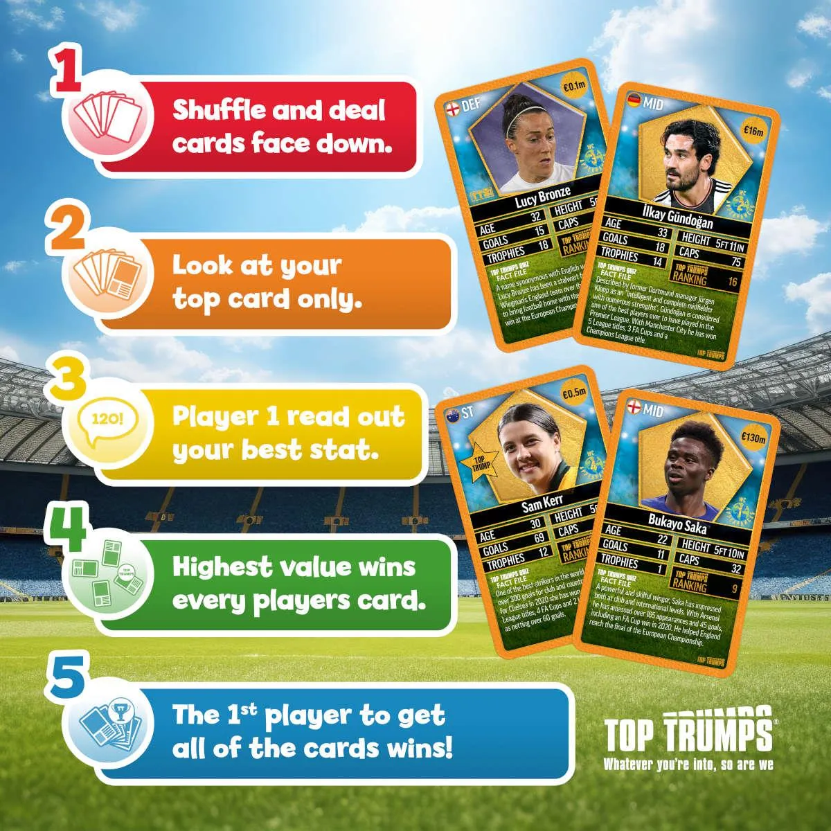 Top Trumps World Football Stars kaartspel Pack 6 Top 200
