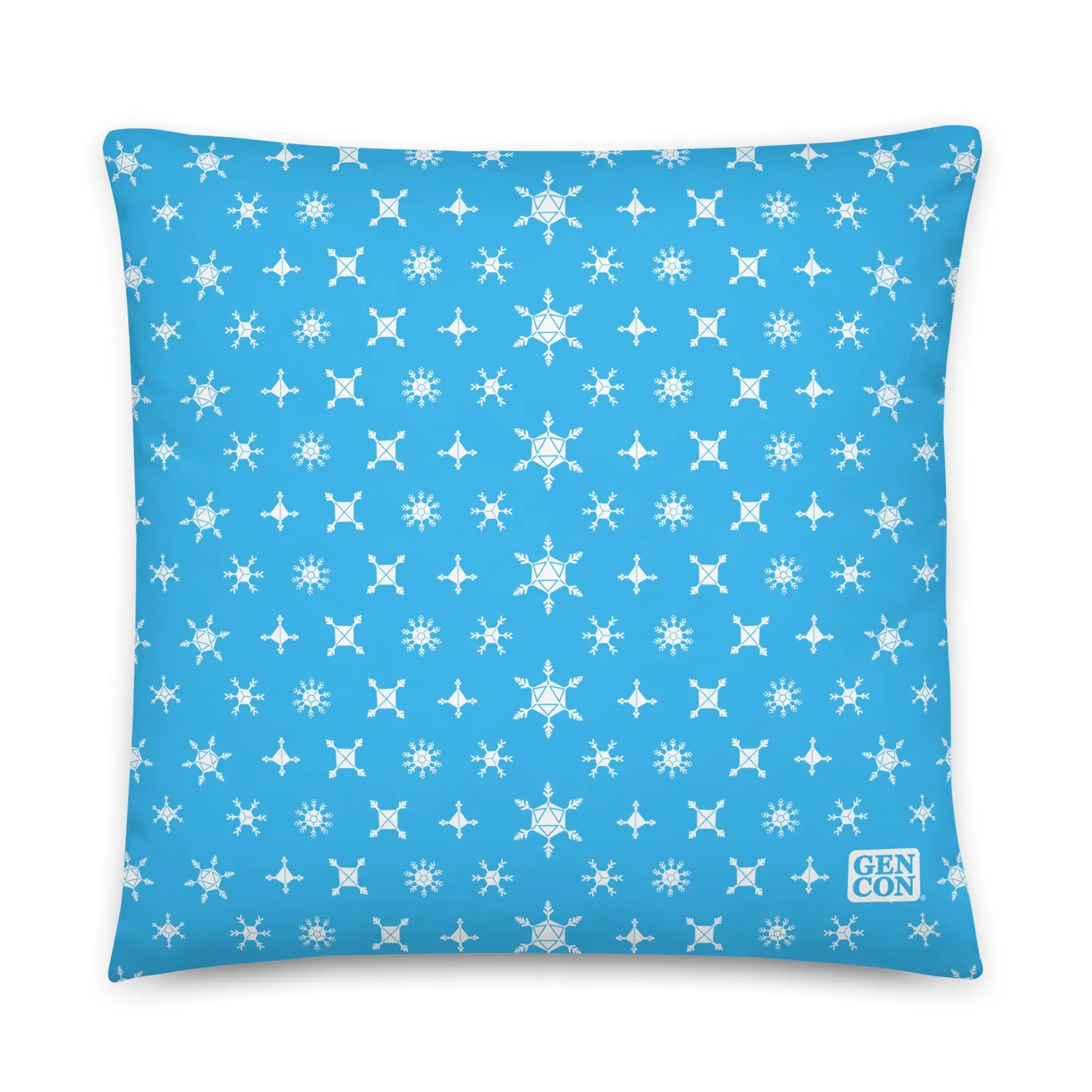 Roll A Crit Gen Con Dice Snowflake kussen blauw 18x18 inch winter