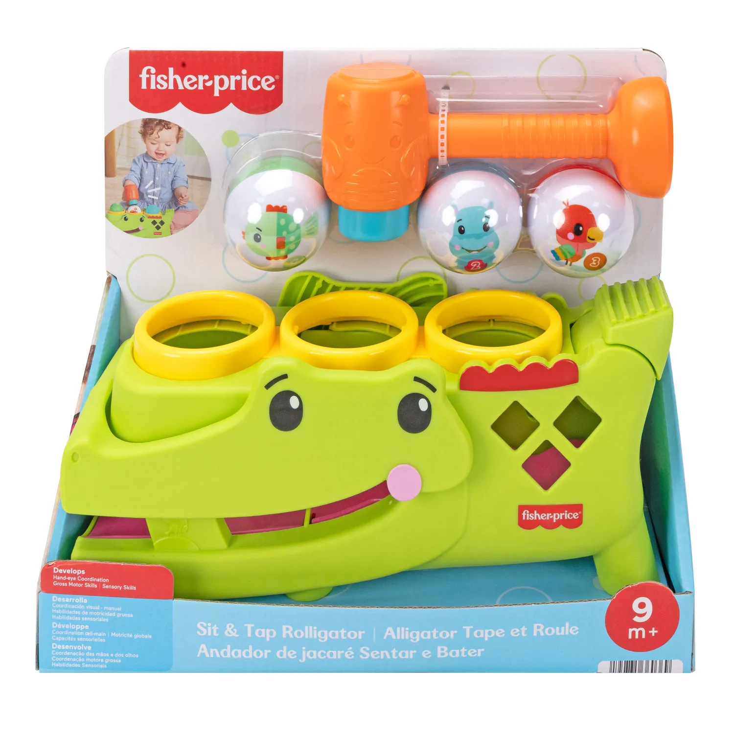 Fisher-Price Zit en Tik Rolligator hamerbank met 3 ballen
