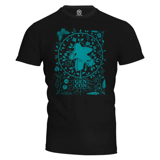 Gen Con Botanical Meeple T-shirt zwart katoen