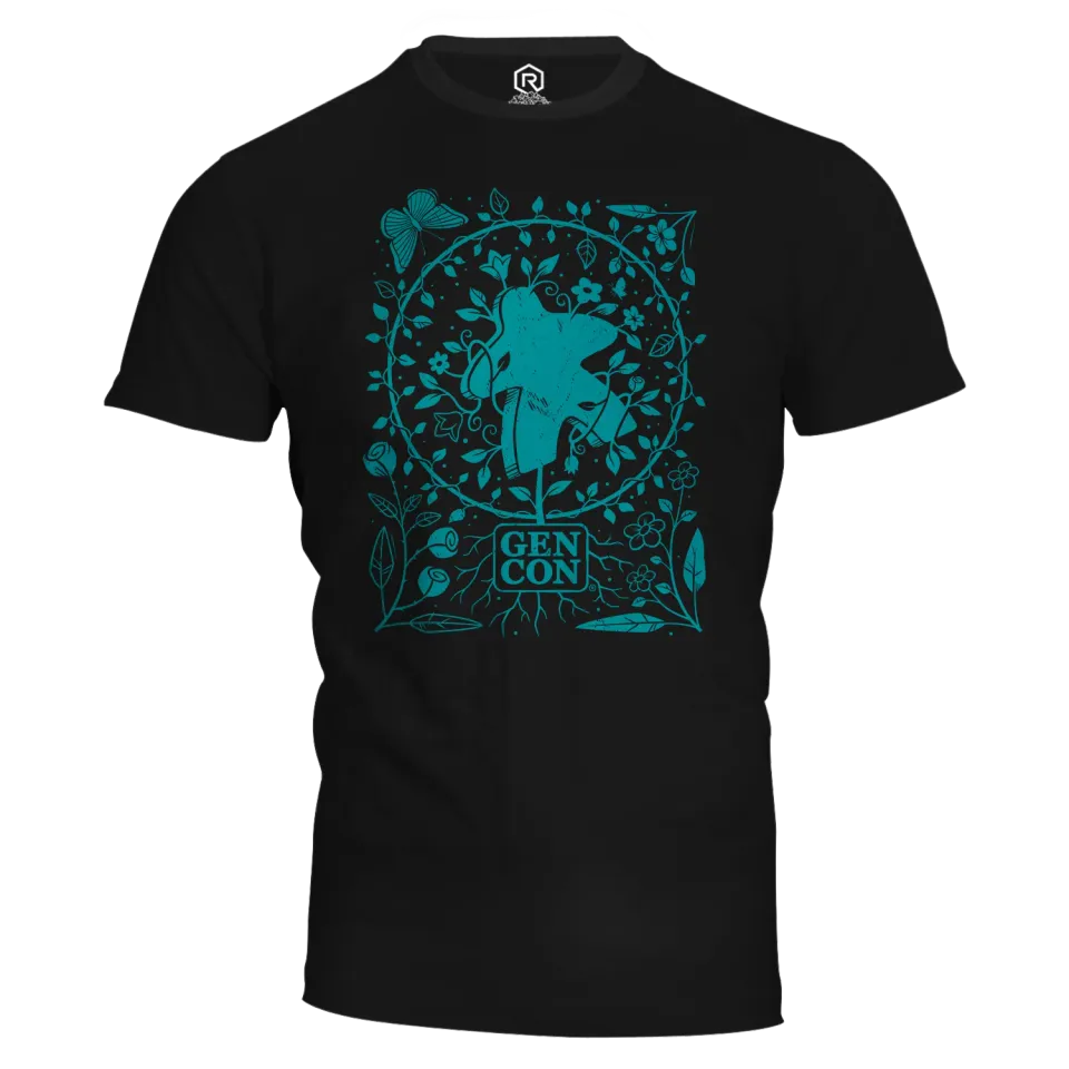 Gen Con Botanical Meeple T-shirt zwart katoen