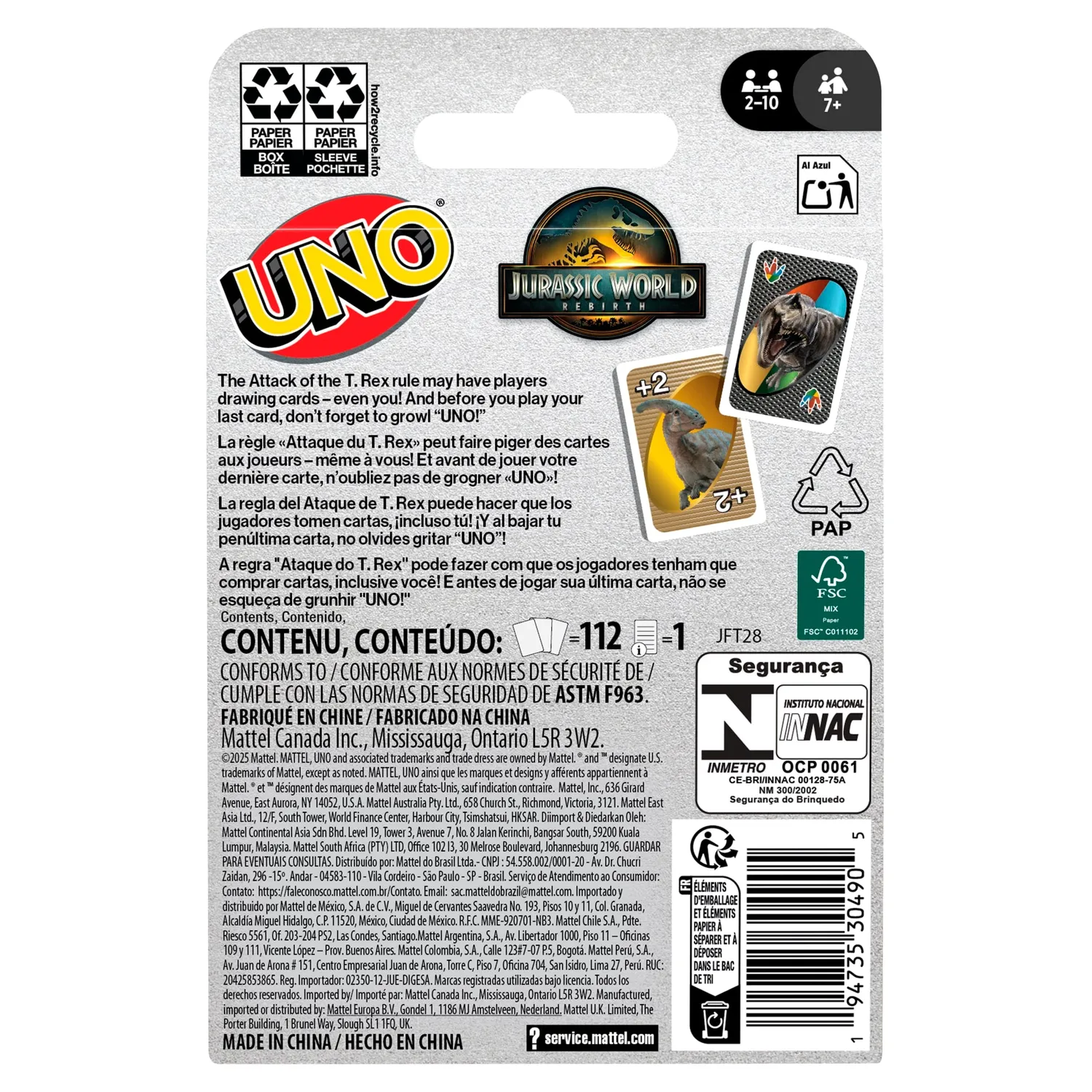 UNO Jurassic World Rebirth kaartspel entertainment