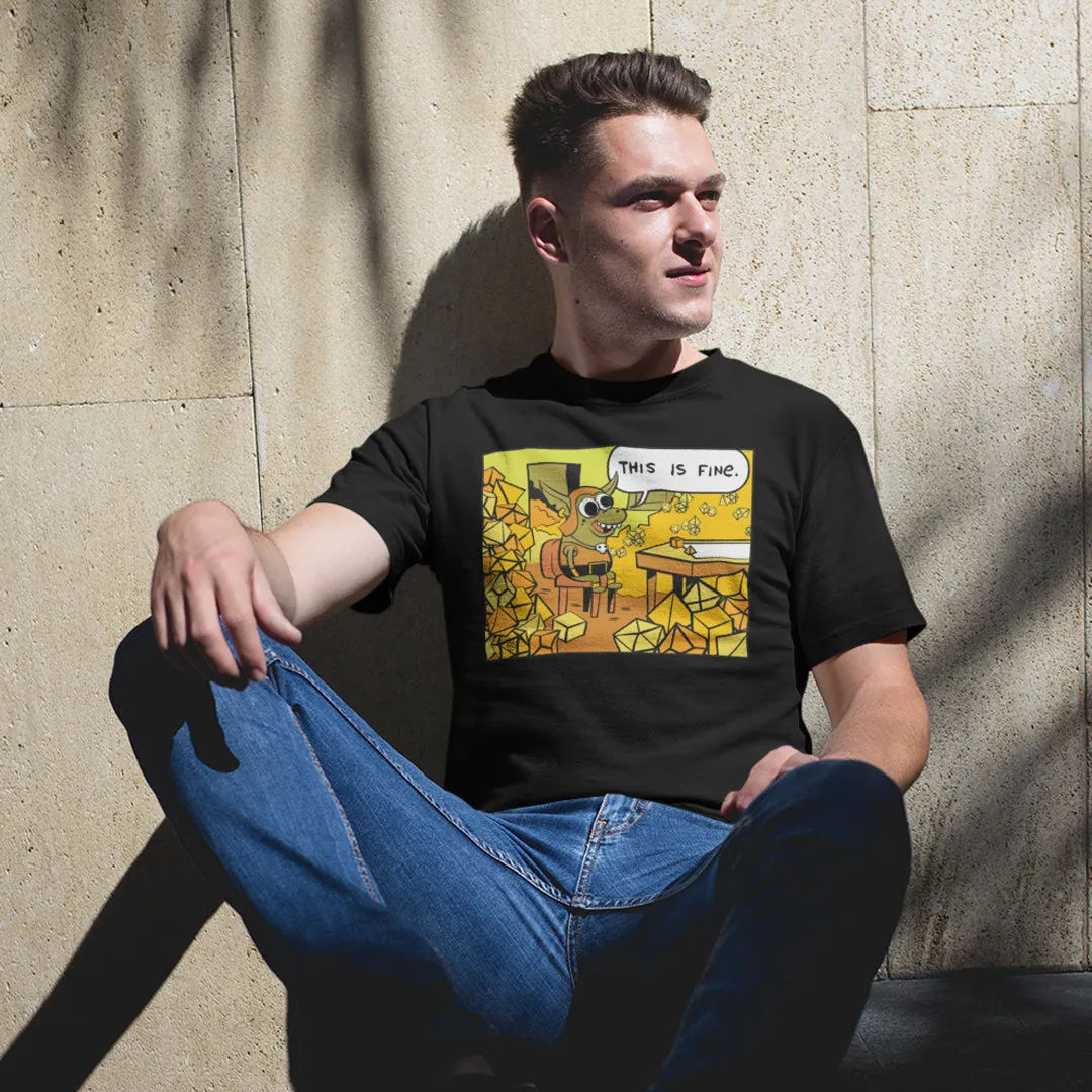 Roll A Crit This Is Fine Dice Goblin T-shirt maat L katoen