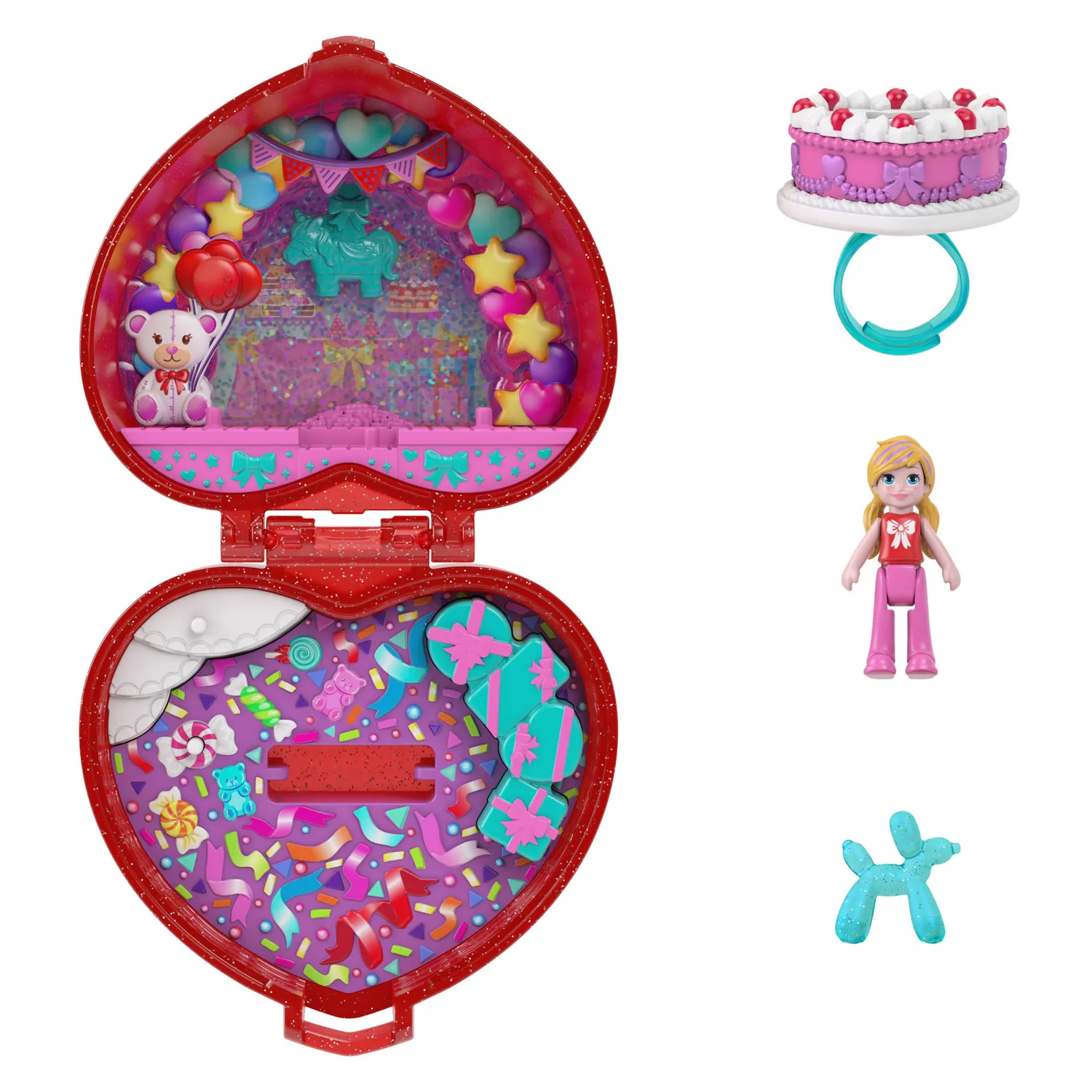 Polly Pocket Mattel 80 Jaar Hart Compact Speelset met Ring