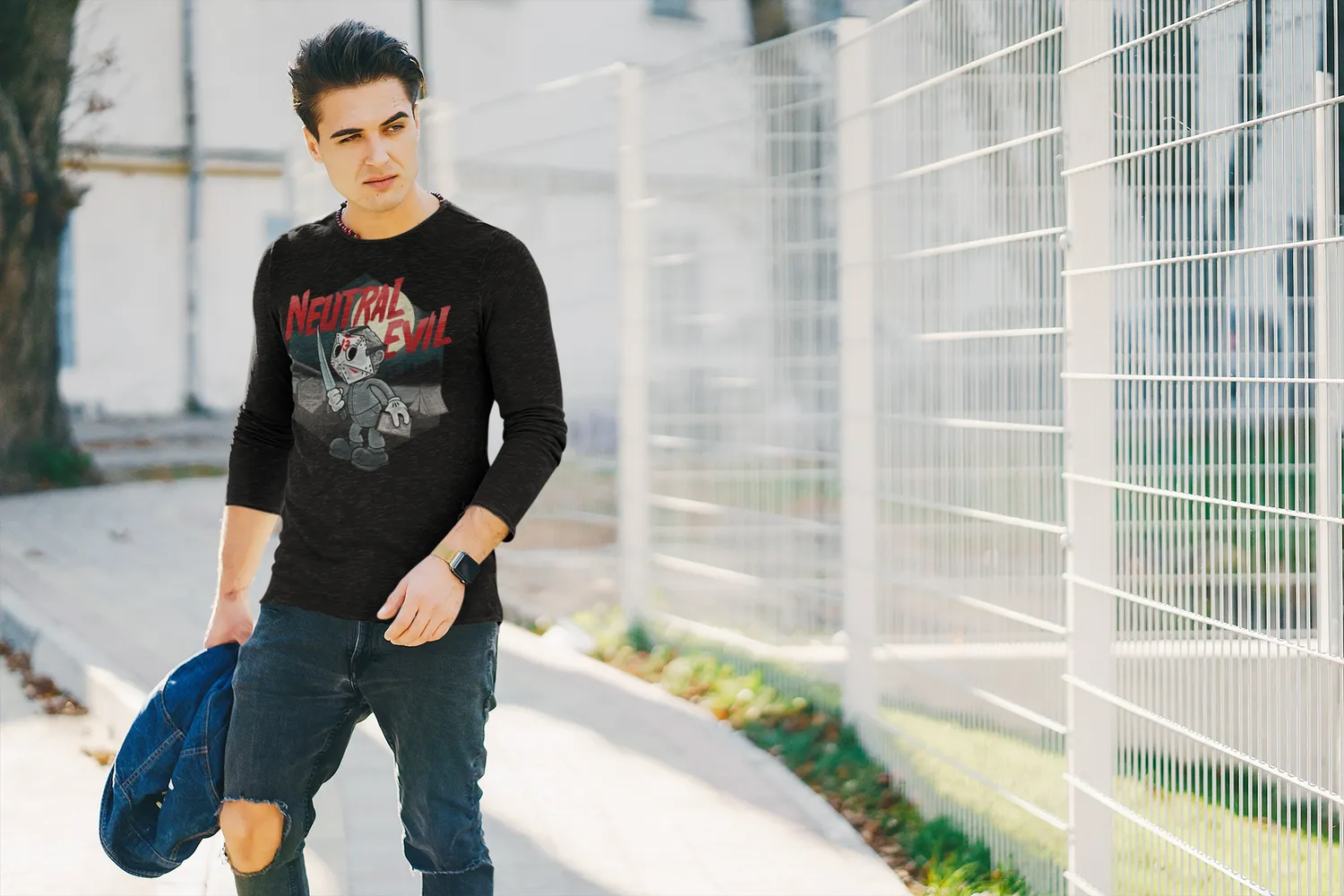 Roll A Crit Neutral Evil longsleeve shirt katoen