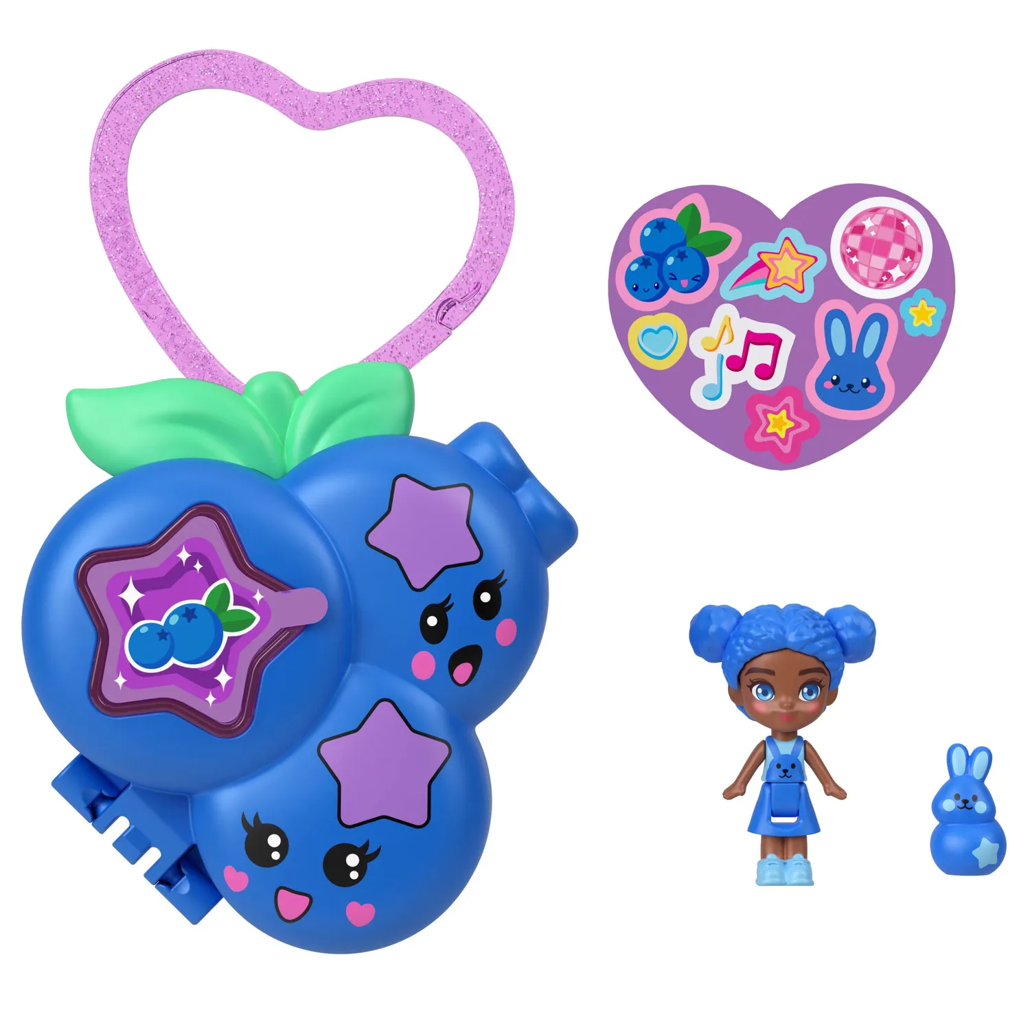 Polly Pocket Fruit Friends compact speelsetje sleutelhanger sticker