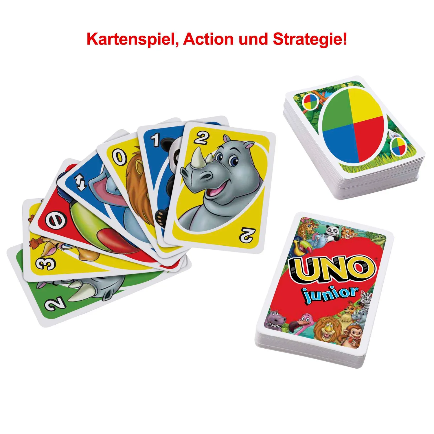 UNO Junior kaartspel dieren 3+ met 3 niveaus
