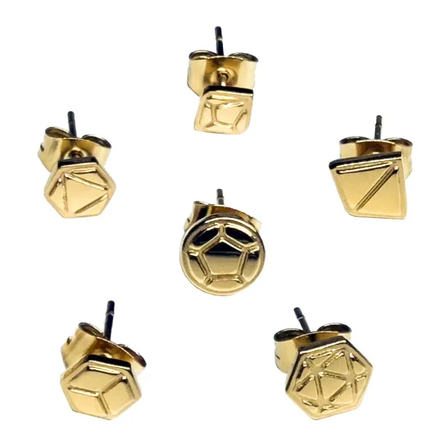 Roll A Crit Gen Con dobbelsteen oorbellen set goud 6 stuks