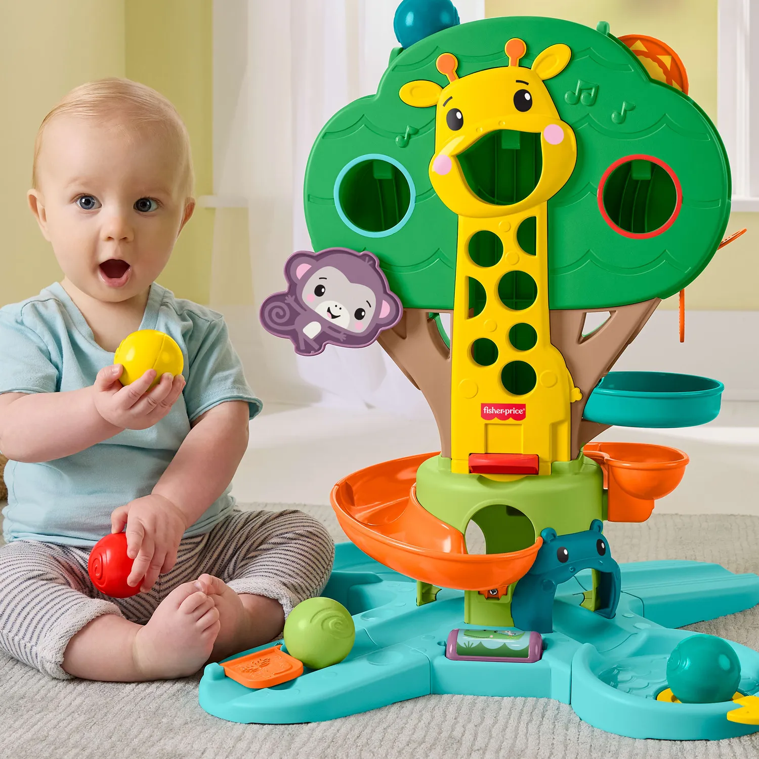 Fisher-Price Zit en Sta Jungleboom ballenspel met 6 ballen muziek