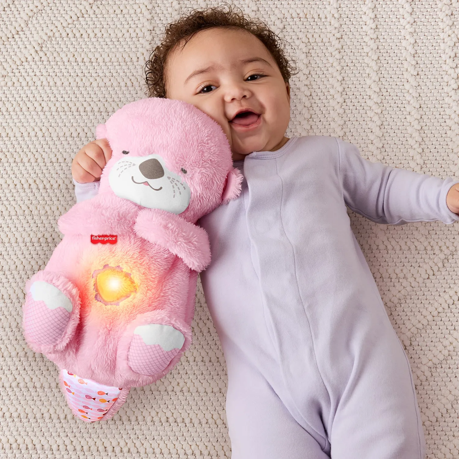 Fisher-Price Knuffelotter nachtlampje roze ademhaling muziek
