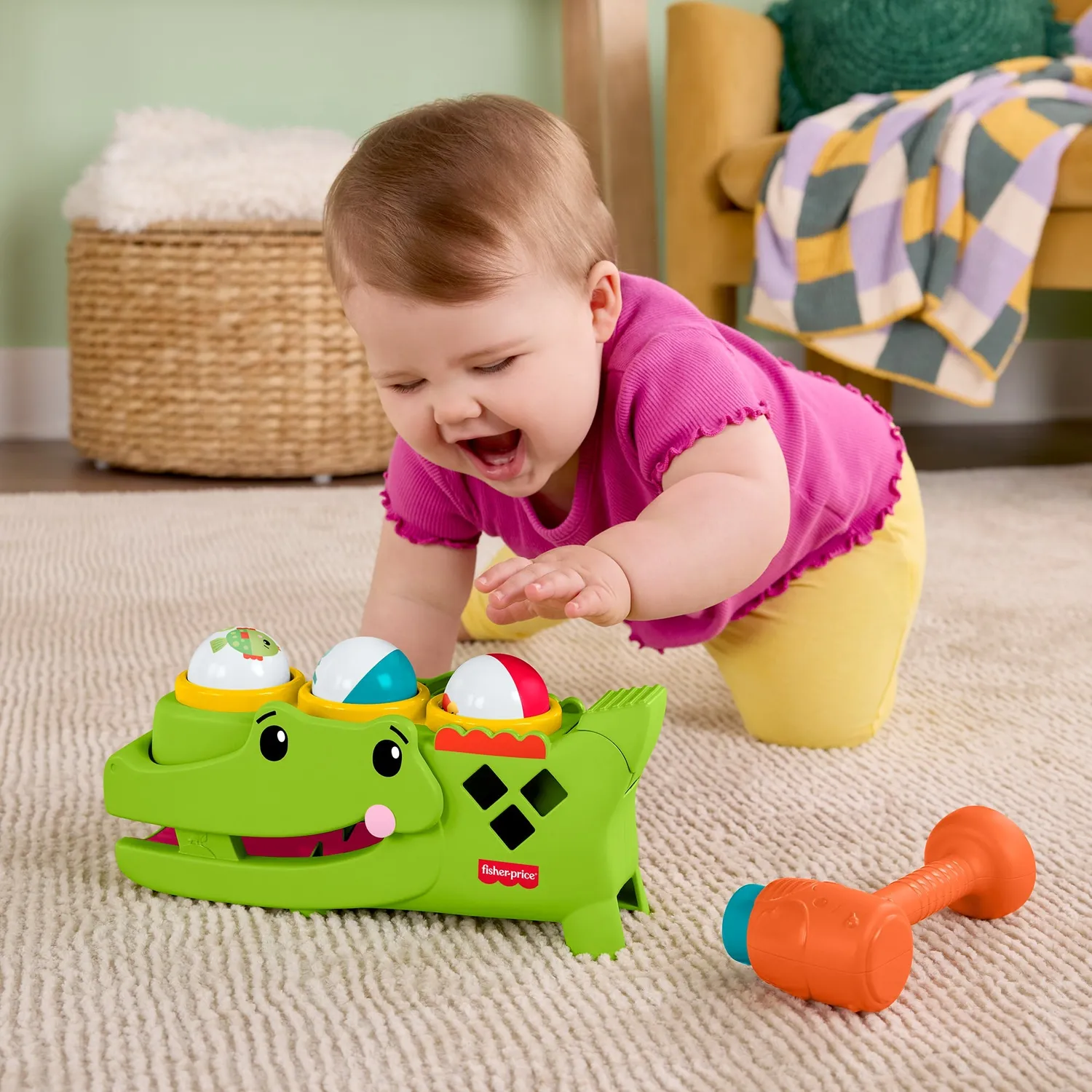 Fisher-Price Zit en Tik Rolligator hamerbank met 3 ballen