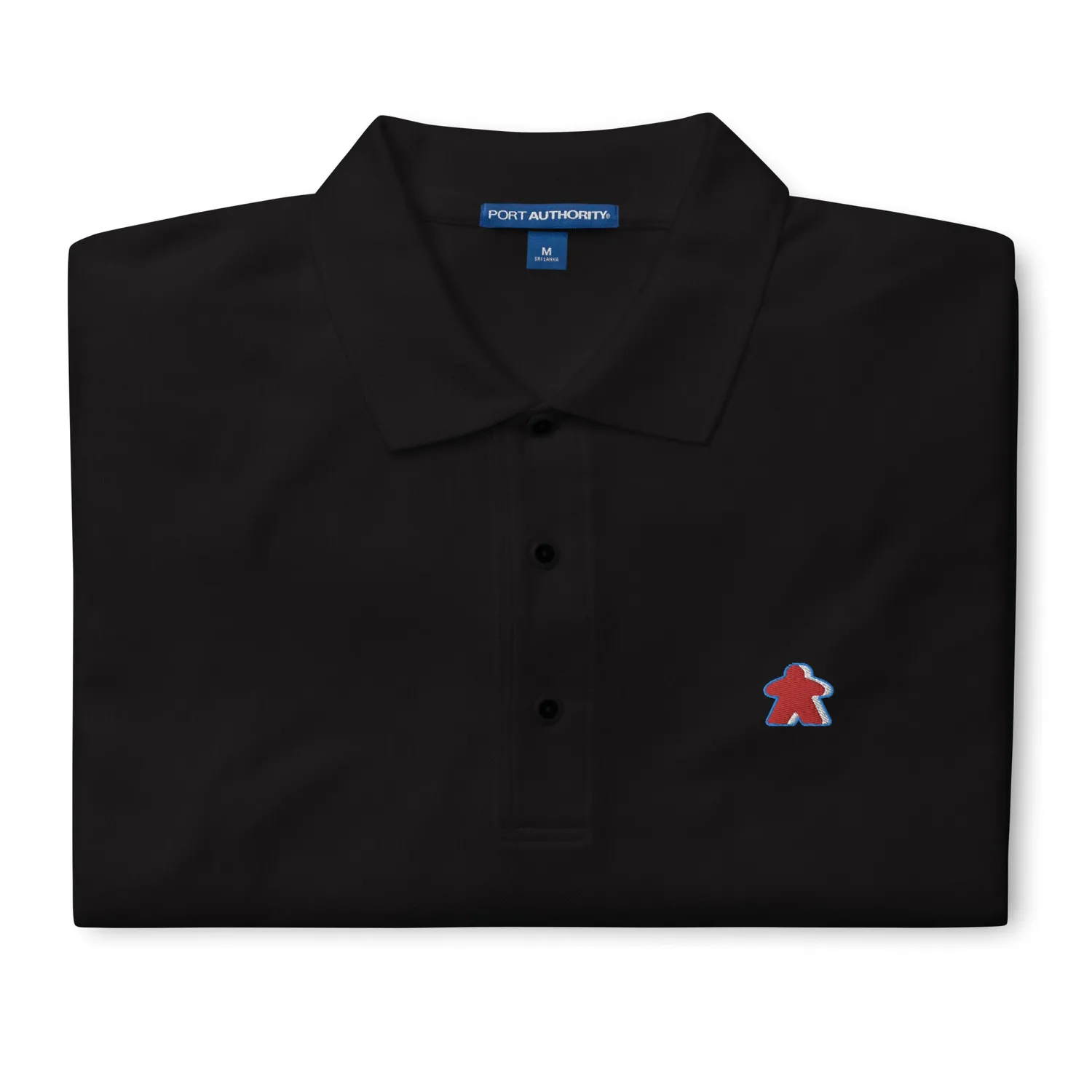 Roll A Crit Meeple polo geborduurd zwart katoenmix