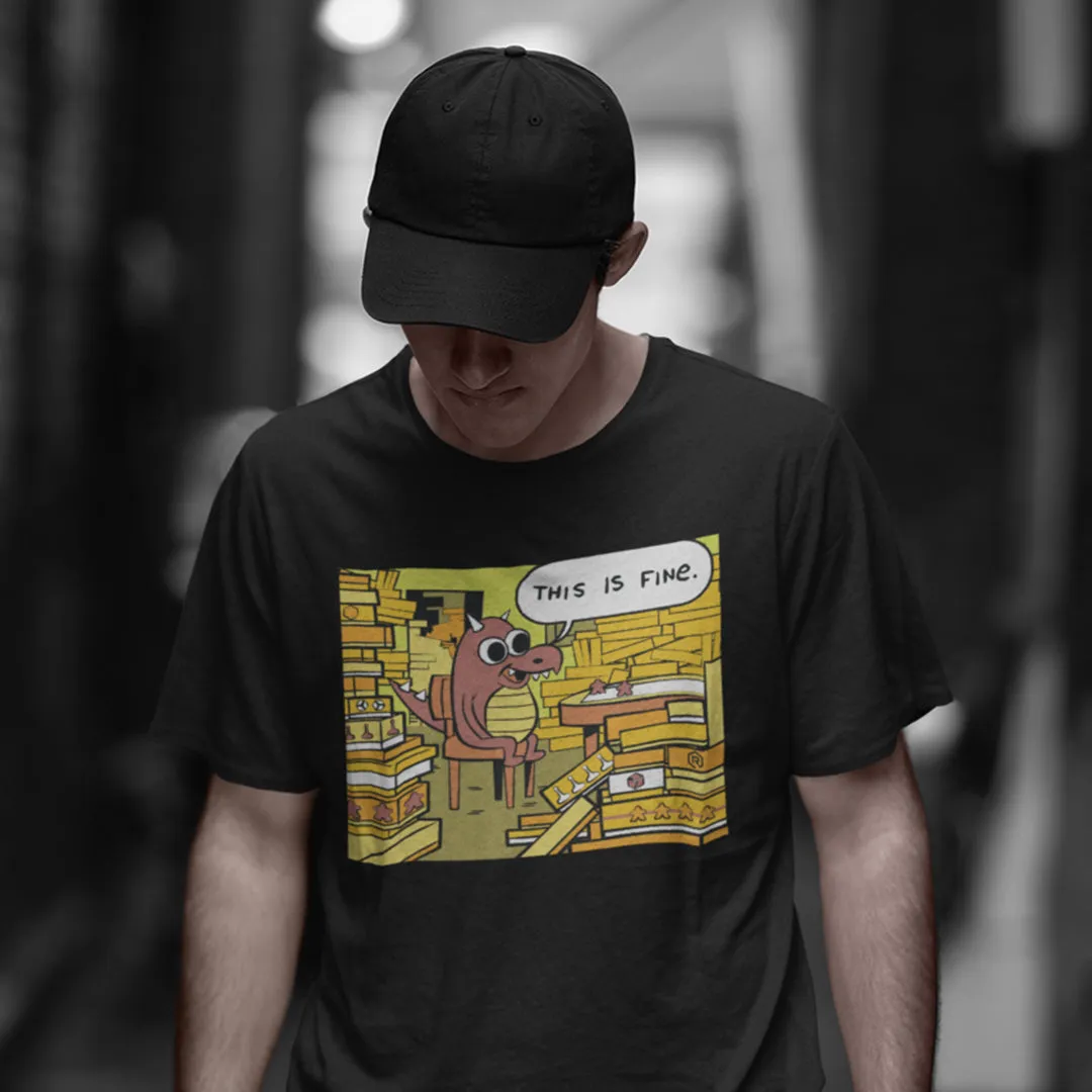 Roll A Crit This Is Fine Dragon Hoard T-shirt katoen