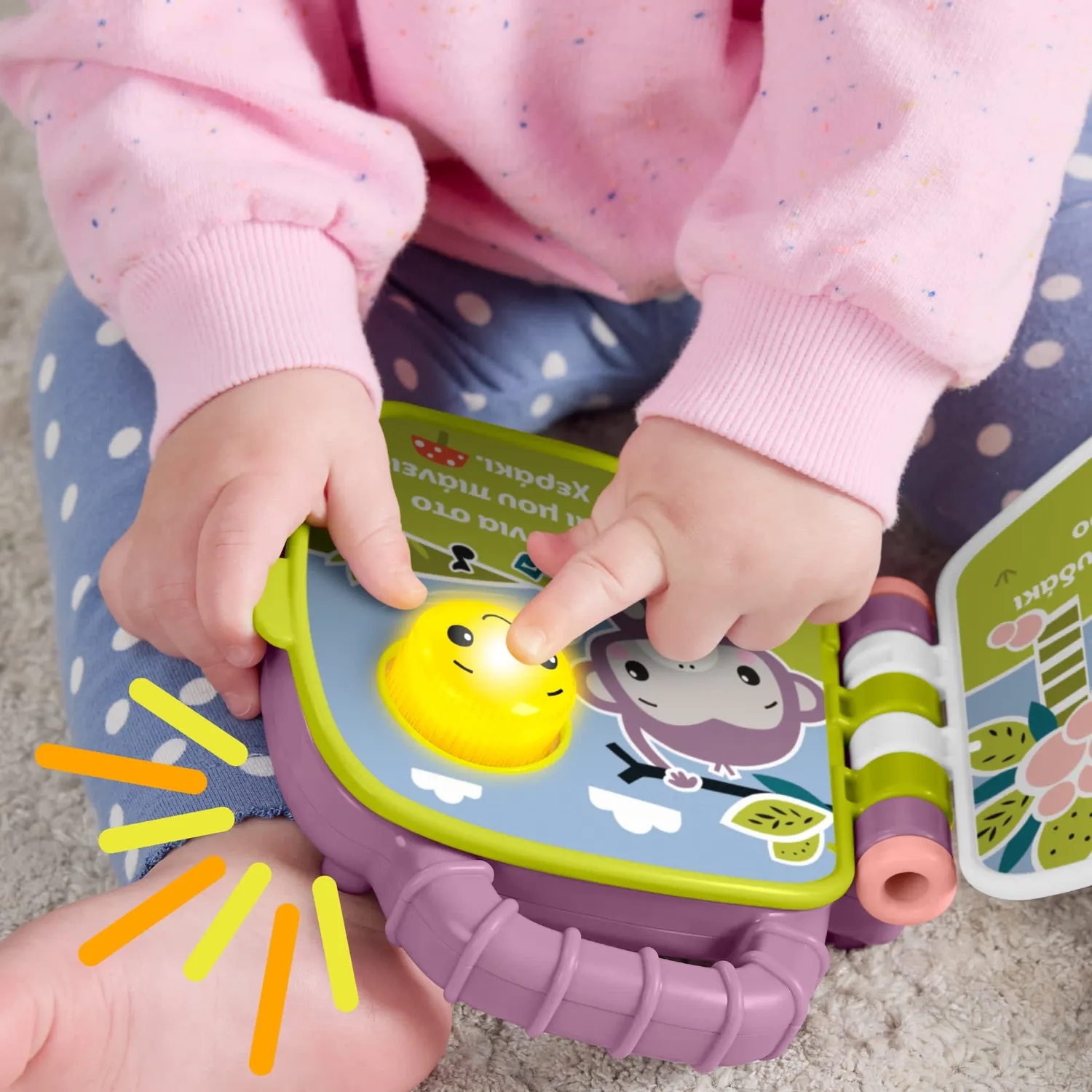 Fisher-Price Purple Monkey muziekboekje Grieks met licht