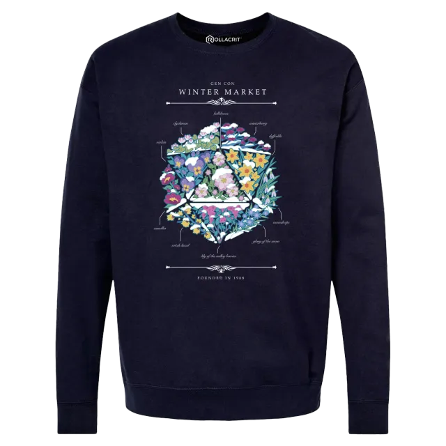 Roll A Crit Gen Con Winter Floral d20 sweatshirt unisex