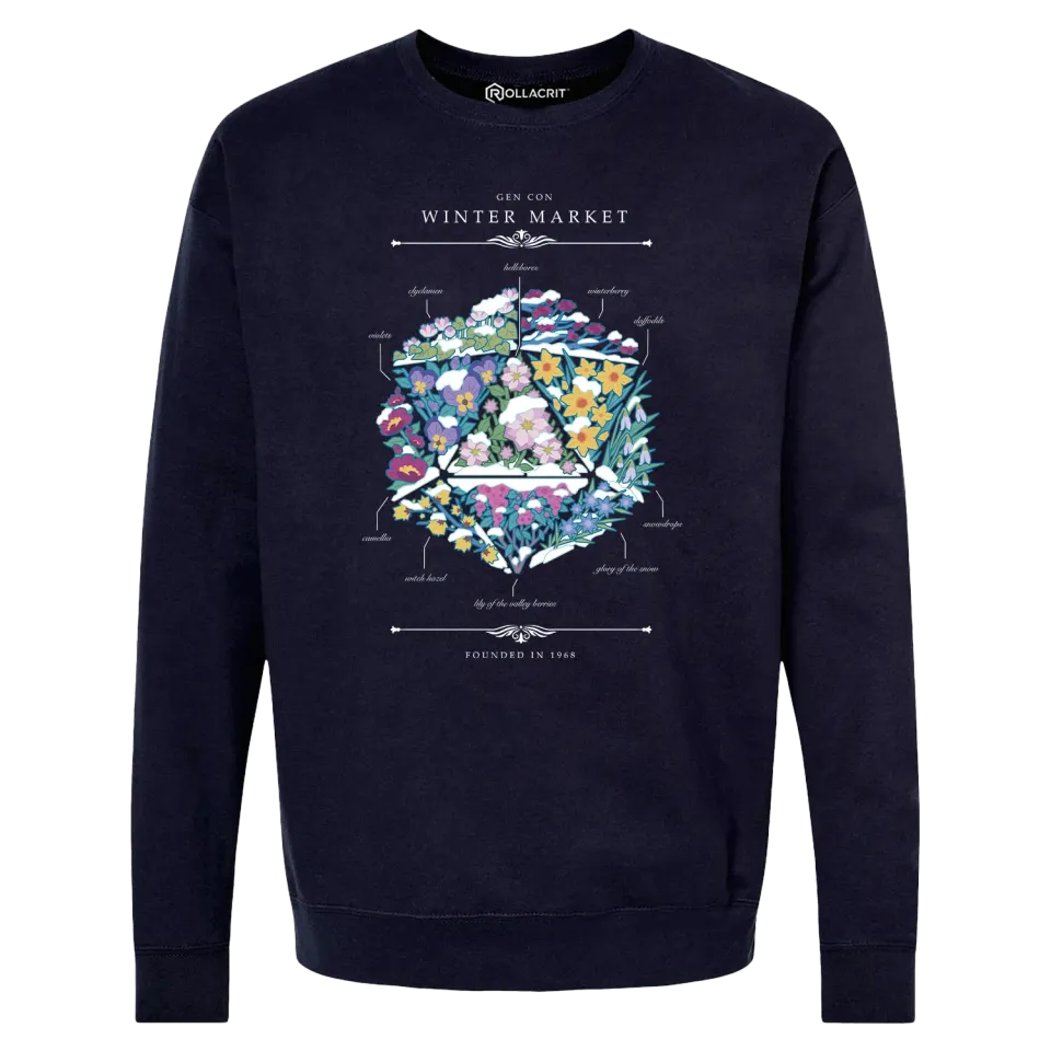Roll A Crit Gen Con Winter Floral d20 sweatshirt unisex