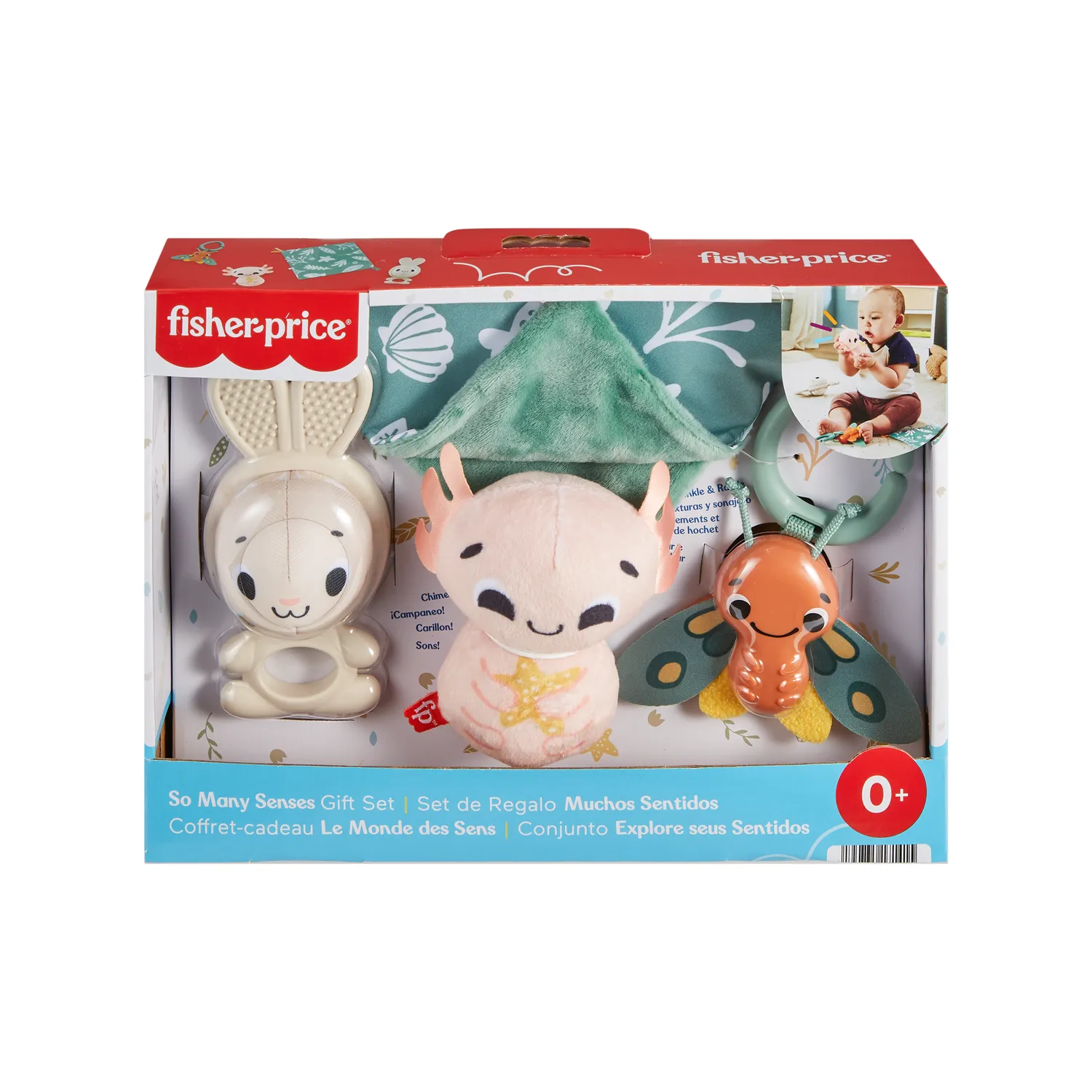 Fisher-Price Zintuigen cadeauset babyspeelgoed 4-delig zacht