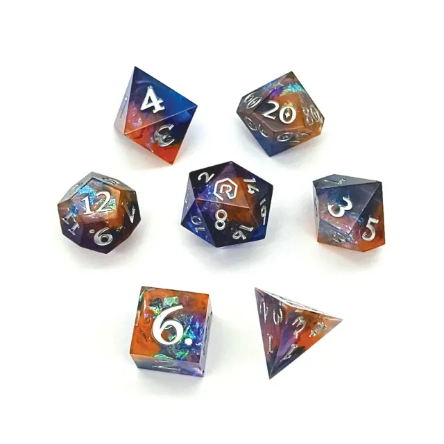 Roll A Crit Galactic Dusk Custom Sharp Edge dobbelset 7-delig