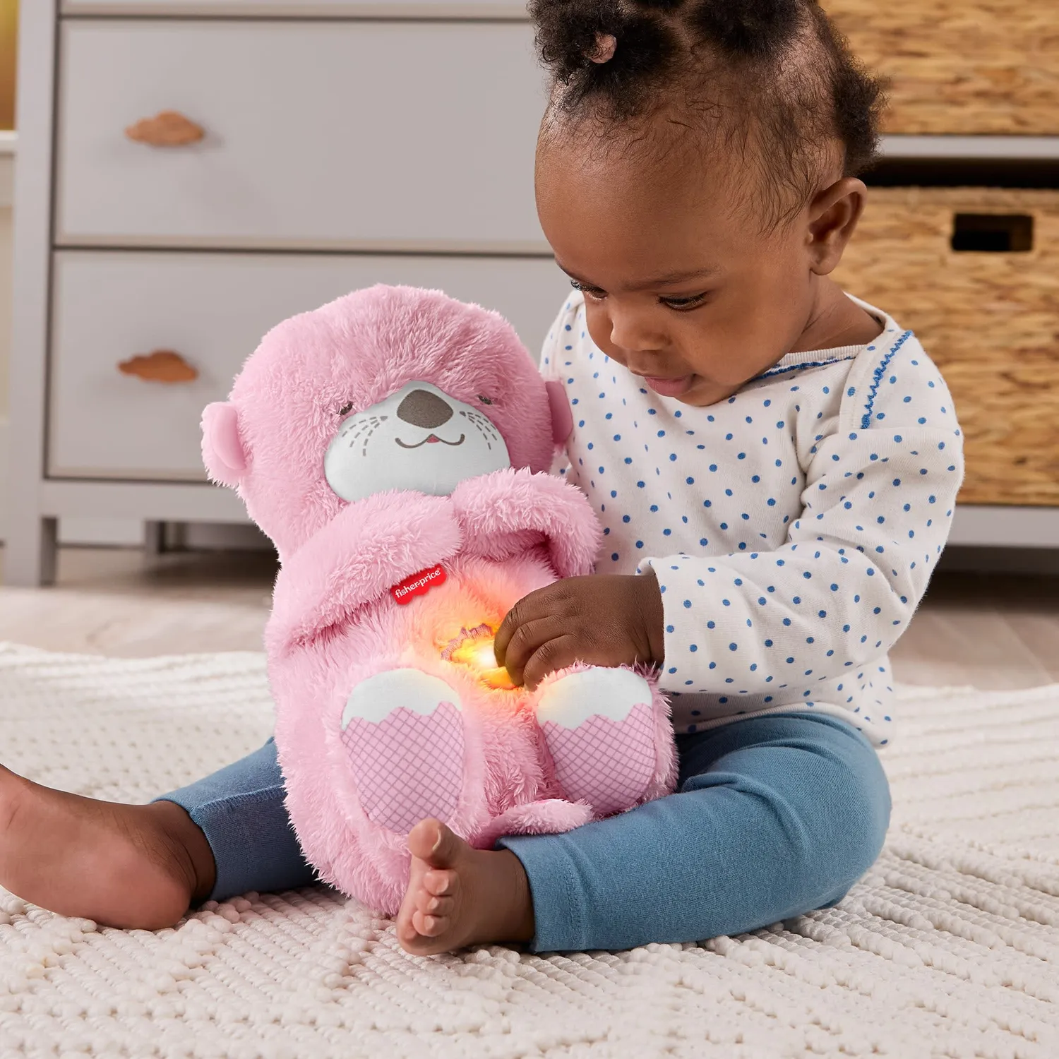 Fisher-Price Knuffelotter nachtlampje roze ademhaling muziek