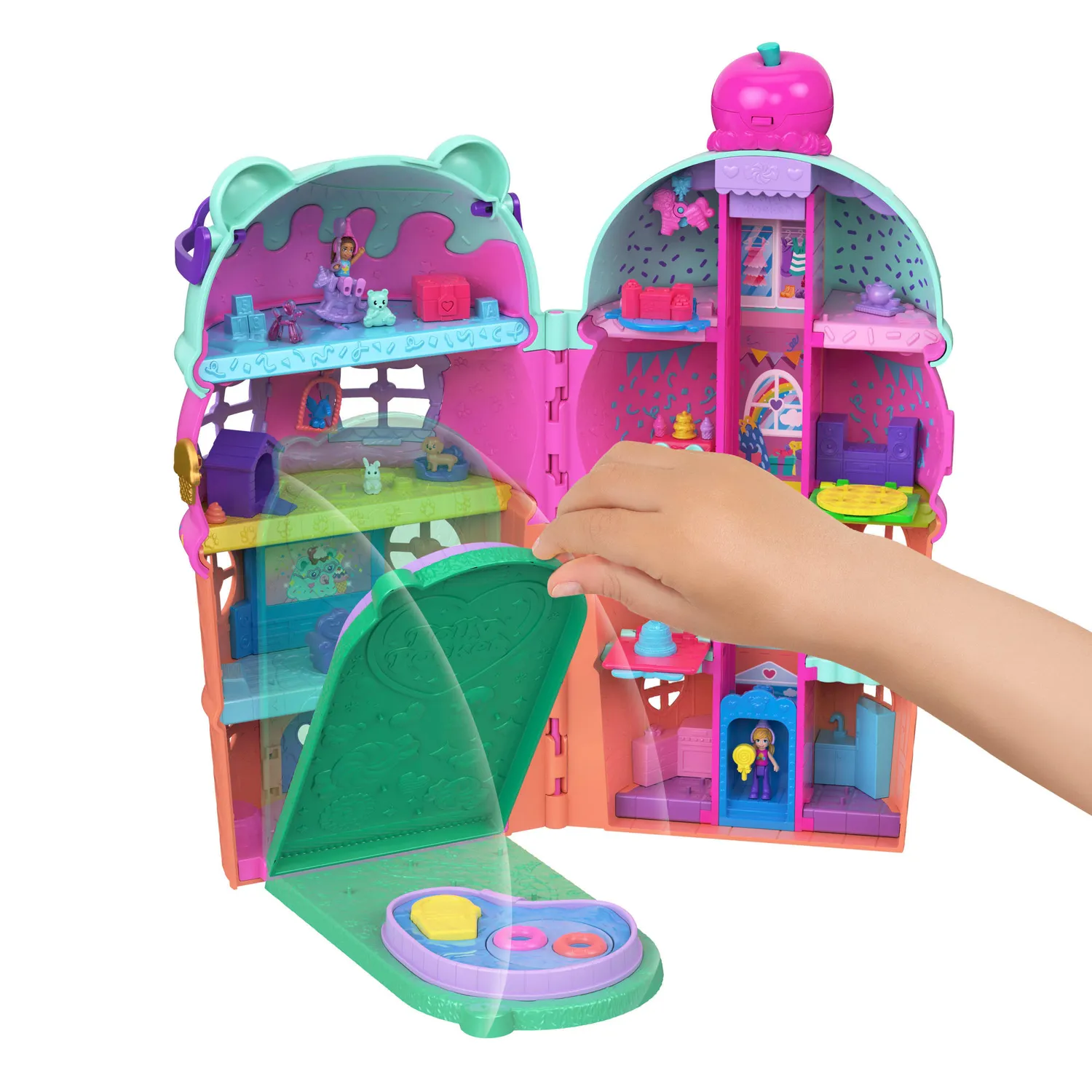 Polly Pocket IJssalon speelset ijshoorn met 2 poppetjes