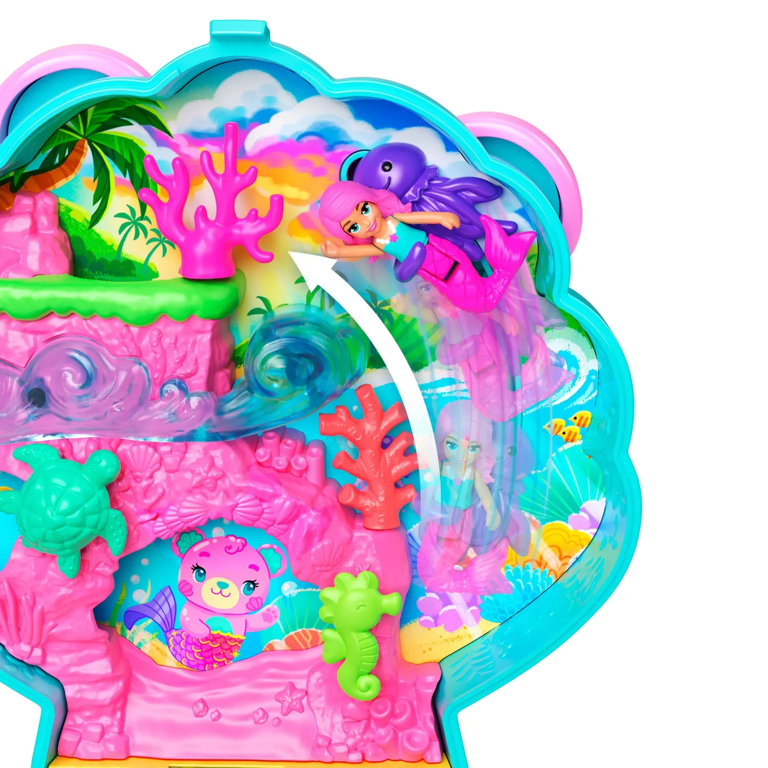 Polly Pocket Beertje compact poppenhuis zeemeermin