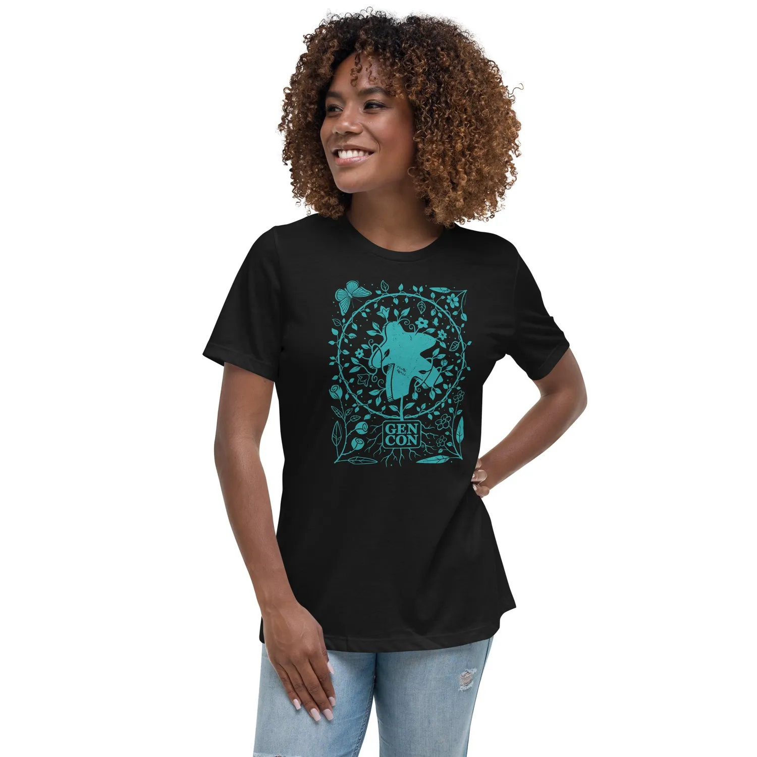 Roll A Crit Gen Con Botanical Meeple T-shirt dames L
