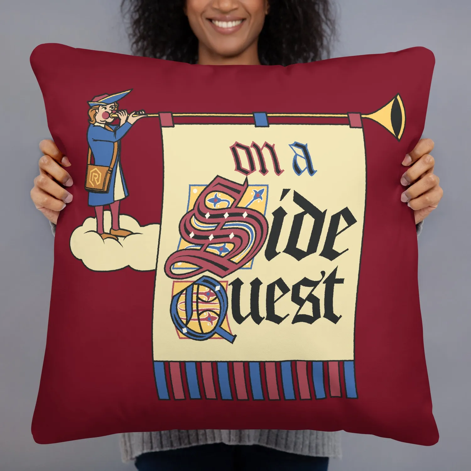 Roll A Crit On a Side Quest kussen 46x46 cm beige
