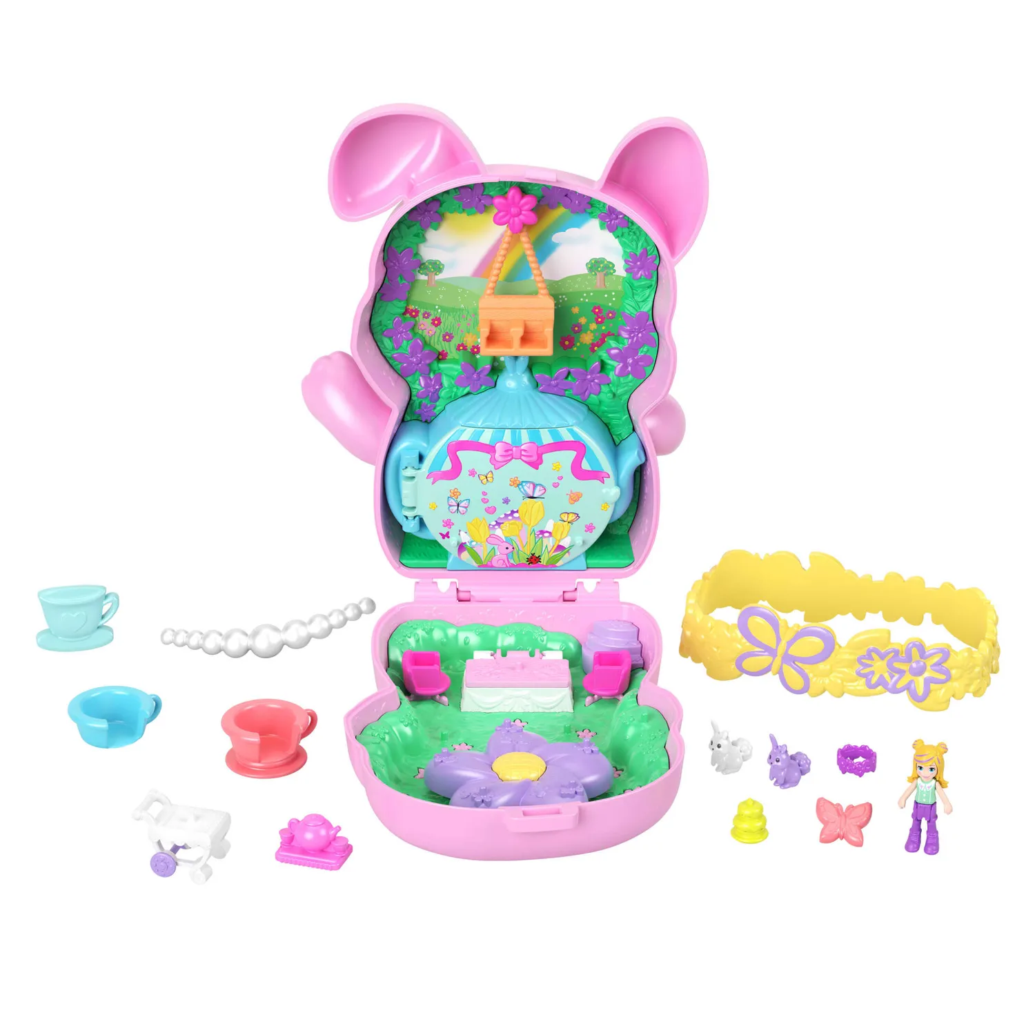 Polly Pocket Core Compact speelset met pop en dier