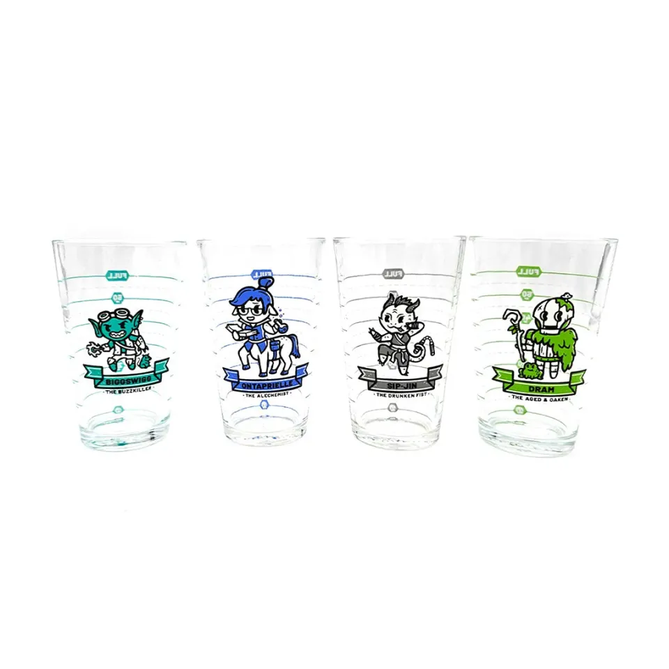 Roll A Crit Heroes of Barcadia Heroes for Hire glazen 4-pack