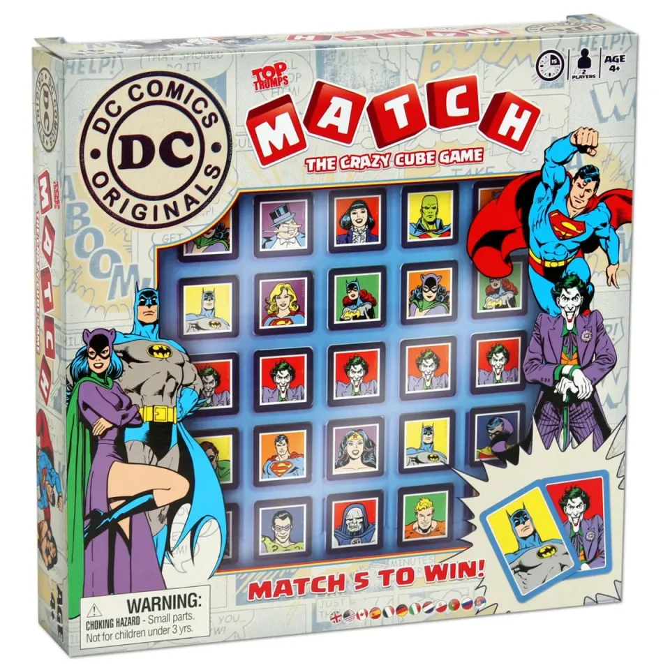 Top Trumps Match DC Comics kubusspel met 5 op een rij