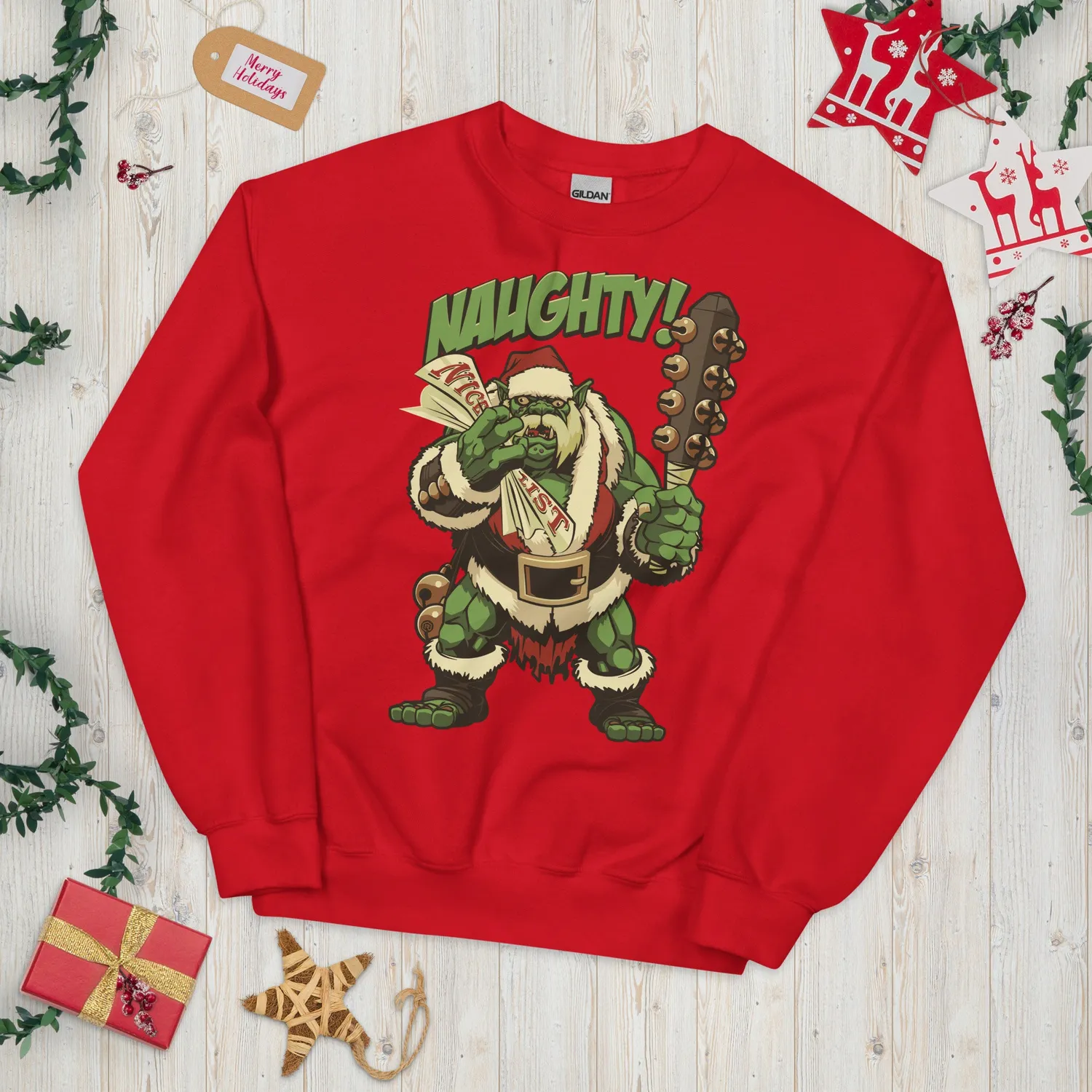 Roll A Crit Holiday Naughty Ogre sweater katoen rood S