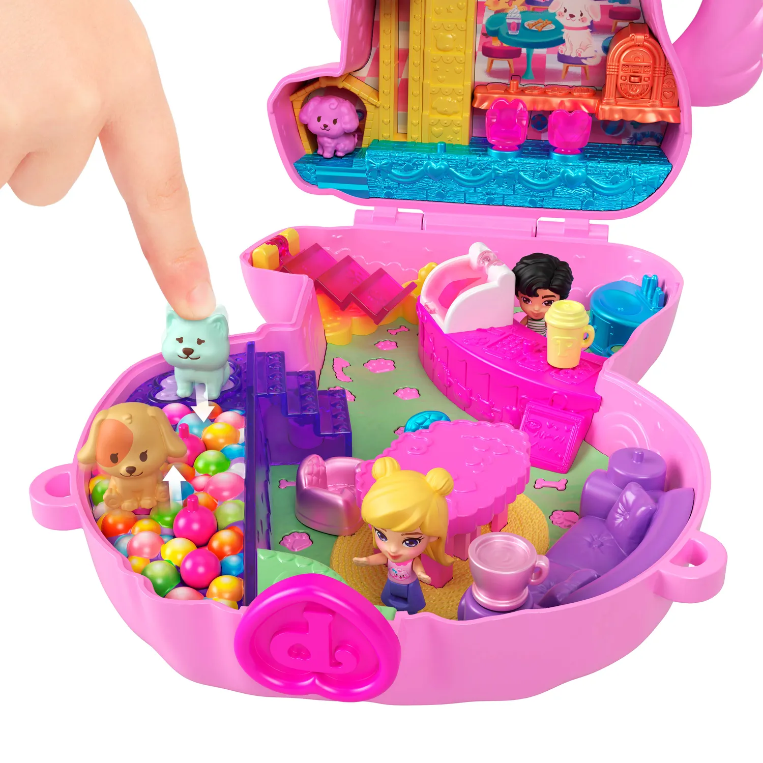 Polly Pocket Café Pup Purse speelset 2 poppen handtas