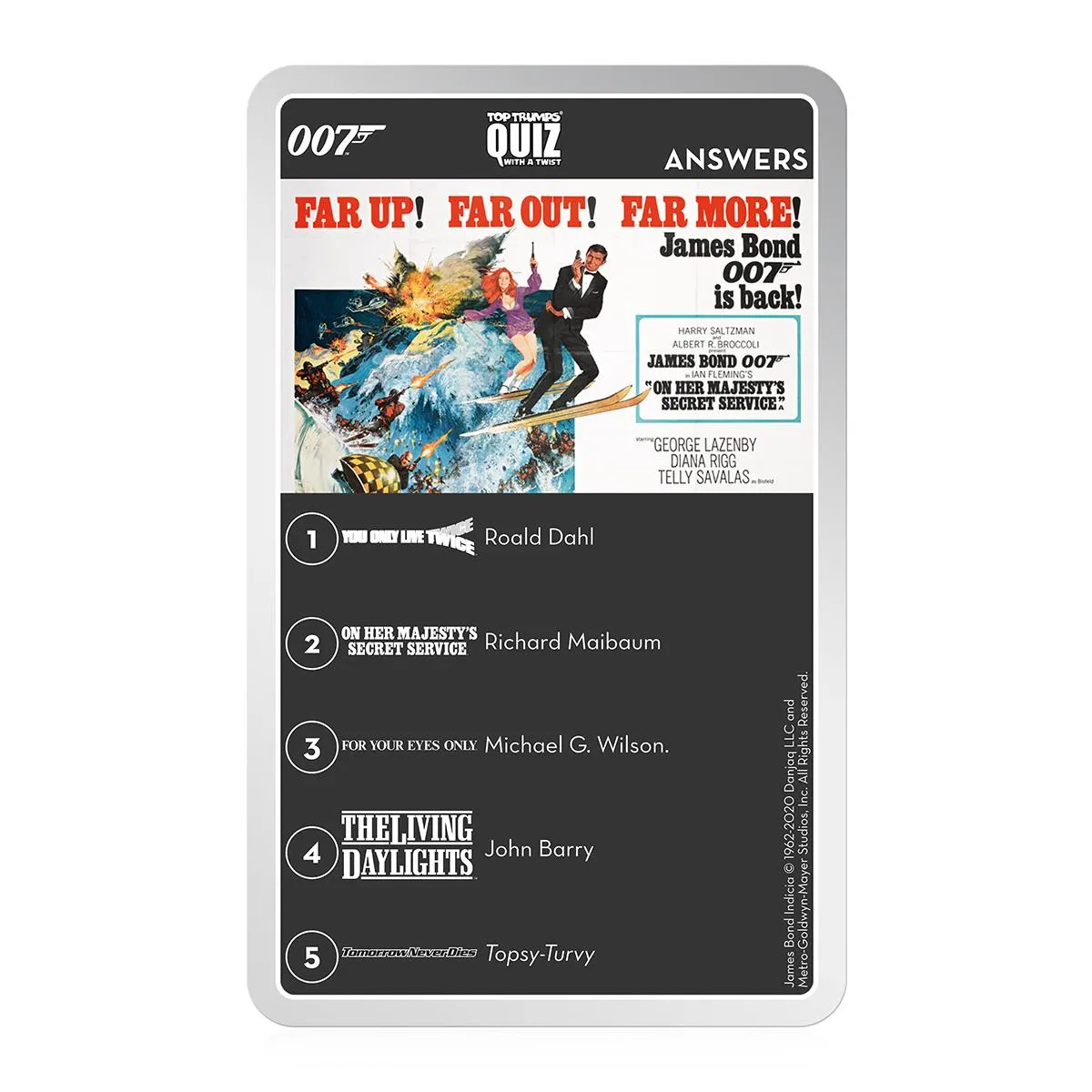 Top Trumps Quiz James Bond 007 quizspel 500 vragen