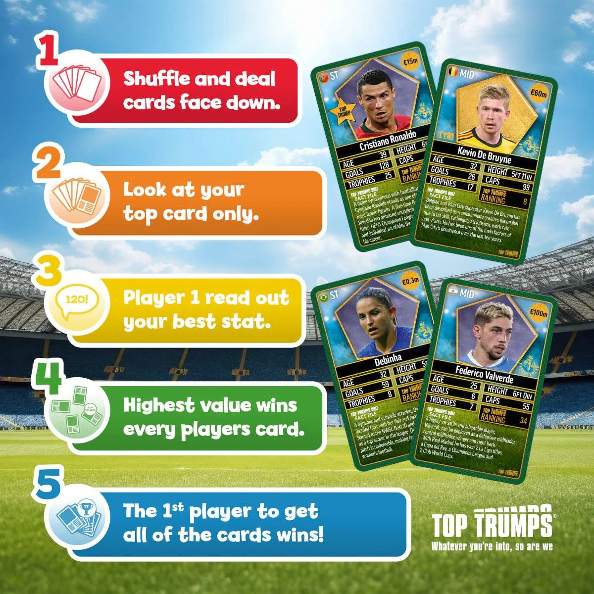 Top Trumps World Football Stars Top 200 kaartspel pack 5
