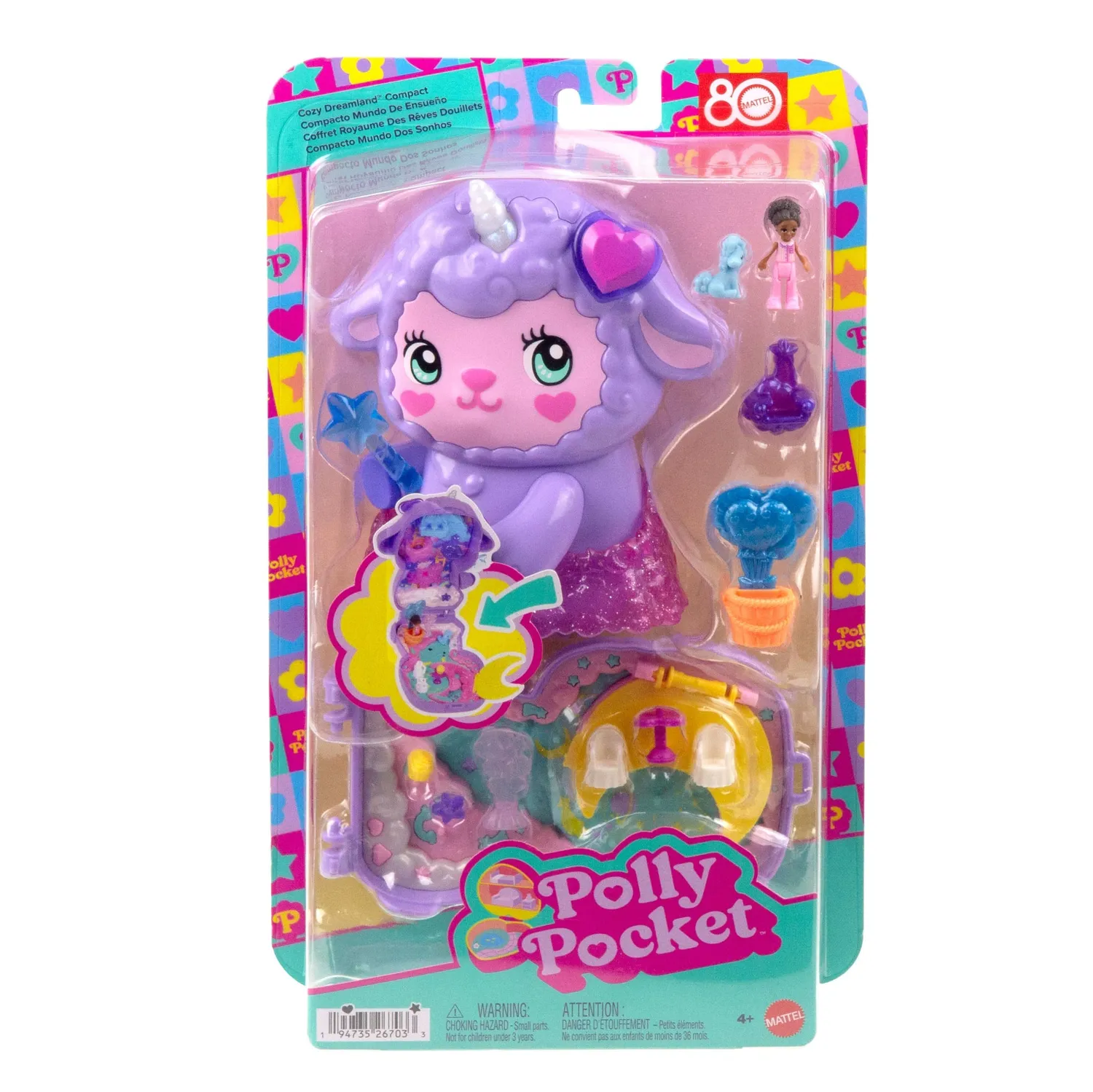 Polly Pocket Cozy Dreamland Lam compact speelset eenhoorn