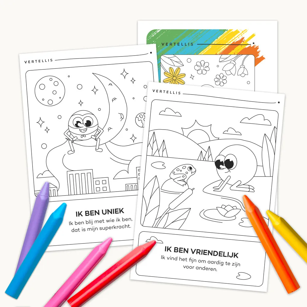 Vertellis Affirmatie Kids kleurkaarten 16 stuks