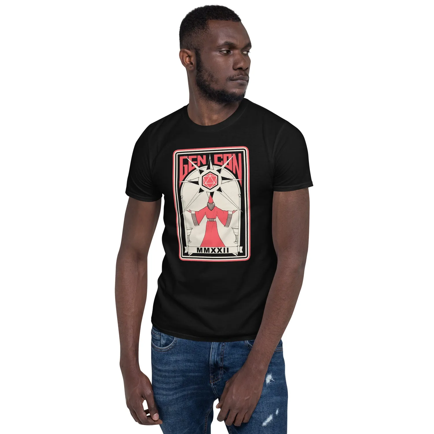 Gen Con 2022 Retro Wizard T-shirt zwart katoen