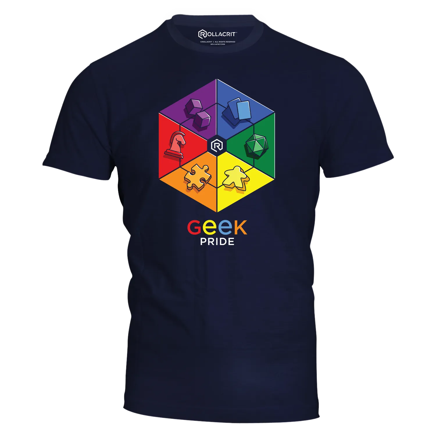 Roll A Crit Geek Pride 2025 T-shirt navy katoen