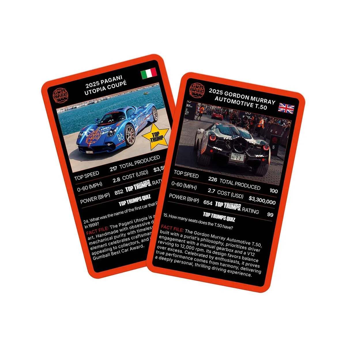 Top Trumps Gumball 3000 Superstars kaartspel supercars